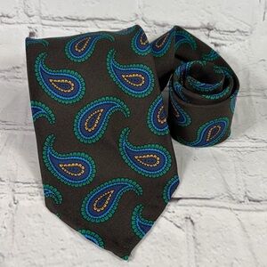 E. G. Cappelli Napoli Dark Green And Blue Paisley Print Silk Tie